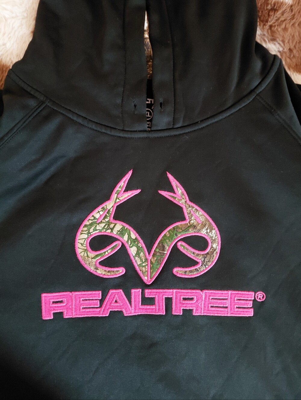 Realtree Black Hoodie with Pink Logo